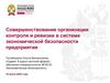 Совершенствование организации контроля и ревизии в системе экономической безопасности предприятия