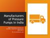 Manufacturers of Pressure Pumps in India