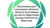 Экологическое состояние объекта святого источника на месте обретения иконы Святителя Николая