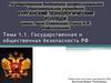 Государственная и общественная безопасность РФ. Тема 1.1