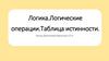 Логика. Логические операции. Таблица истинности