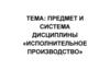 Предмет и система дисциплины «Исполнительное производство»