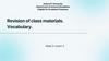 Revision of class materials. Vocabulary
