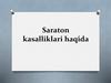 Saraton kasalliklari haqida